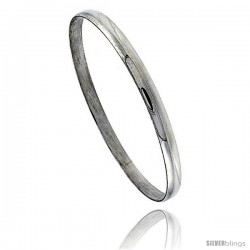 Sterling Silver Half Round Domed Slip-On Stackable Bangle 3/16 in wide, 8 in