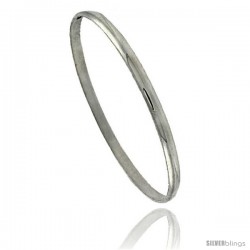 Sterling Silver Half Round Domed Slip-On Stackable Bangle 5/32 in wide, 8 in