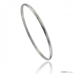 Sterling Silver Half Round Domed Slip-On Stackable Bangle 1/8 in wide, 8 in