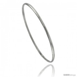 Sterling Silver Half Round Domed Slip-On Stackable Bangle 3/32 in wide, 8 in