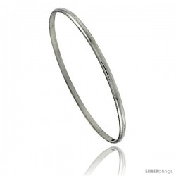 Sterling Silver Half Round Domed Slip-On Stackable Bangle 1/16 in wide, 8 in