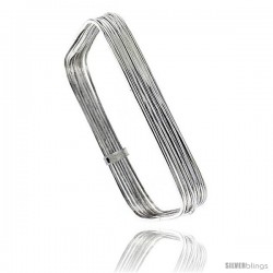 Sterling Silver Square Shape Flat 7 Band Stackable slip on Semanario Bangle 5/16 in wide, 8 in