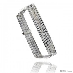 Sterling Silver Square Shape Flat 7 Band Stackable slip on Semanario Bangle 5/16 in wide, Baby 6 in