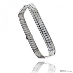 Sterling Silver Square Shape Flat 7 Band Stackable slip on Semanario Bangle 5/16 in wide, 7 1/4 in