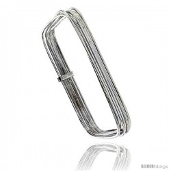 Sterling Silver Square Shape Flat 7 Band Stackable slip on Semanario Bangle 5/16 in wide, 6.5 in