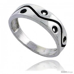 Sterling Silver Holes & Waves Wedding Band Ring 1/4 in wide