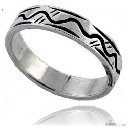 Sterling Silver Wave Wedding Band Ring 3/16 in wide