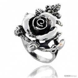 Sterling Silver Large Rose Flower Ring