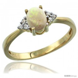 10k Yellow Gold Ladies Natural Opal Ring oval 7x5 Stone