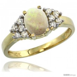 10k Yellow Gold Ladies Natural Opal Ring oval 8x6 Stone