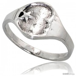 Sterling Silver Moon & Star Ring 3/8 wide