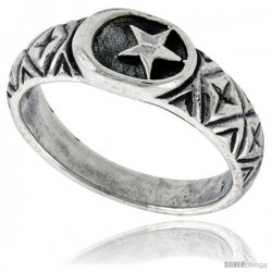 Sterling Silver Crescent Moon & Star Ring