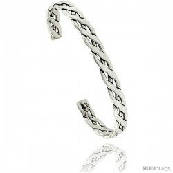 Sterling Silver Celtic Knot Wire Cuff Bangle Bracelet 1/4 in wide