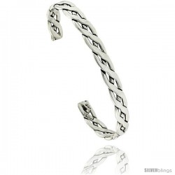 Sterling Silver Celtic Knot Wire Cuff Bangle Bracelet 1/4 in wide
