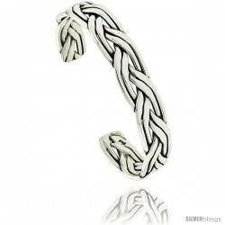 Sterling Silver Celtic Knot 6 Row Wire Cuff Bangle Bracelet 1/2 in wide