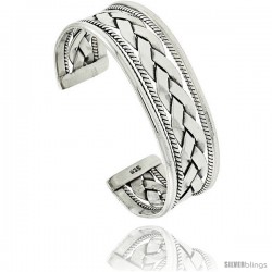 Sterling Silver Celtic Braid Wire Cuff Bangle Bracelet 3/4 in wide
