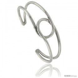 Sterling Silver Double Friendship Knot Cuff Bangle Bracelet 5/8 in wide