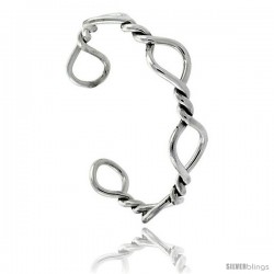 Sterling Silver Champaign Bottle Knot Cuff Bangle Bracelet 1/2 in wide