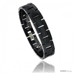 Ceramic Black Bracelet Magnetic Therapy H Links, 7/16 in wide