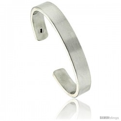 Sterling Silver Very Heavy Gauge Flat Plain Cuff Bangle Bracelet Polished Finish 3/8 in wide