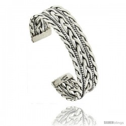 Sterling Silver Twisted and Braided Wire Cuff Bangle Bracelet 11/16 in wide