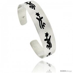 Sterling Silver HOPI Design Dancing Bears Cuff Bangle 5/8 in wide