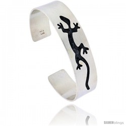 Sterling Silver HOPI Design Gecko Cuff Bangle 5/8 in wide