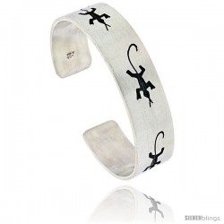 Sterling Silver HOPI Design Gecko Cuff Bangle 5/8 in wide -Style Xb707