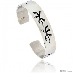 Sterling Silver HOPI Design Gecko Cuff Bangle 9/16 in wide