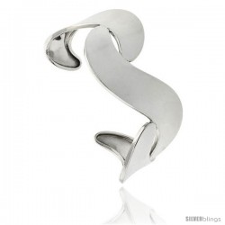 Sterling Silver Wavy S Cuff Bangle Polished