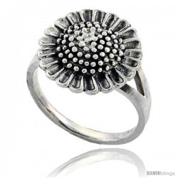 Sterling Silver Large Sunflower Ring 5/8 in wide