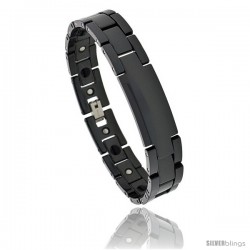 Ceramic Black ID Bracelet Magnetic Therapy, 7/16 in wide