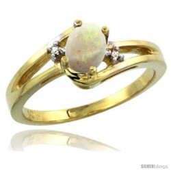 10k Yellow Gold Ladies Natural Opal Ring oval 6x4 Stone -Style Cy920165