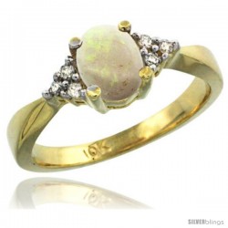 10k Yellow Gold Ladies Natural Opal Ring oval 7x5 Stone -Style Cy920168