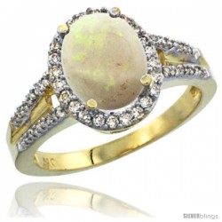 10k Yellow Gold Ladies Natural Opal Ring oval 10x8 Stone