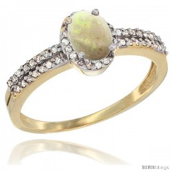 10k Yellow Gold Ladies Natural Opal Ring oval 6x4 Stone -Style Cy920178