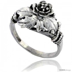 Sterling Silver Flower Ring 1/2 in wide