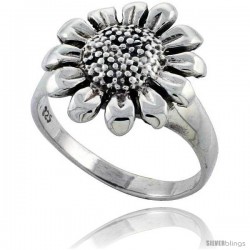 Sterling Silver Large Sunflower Ring 5/8 in wide -Style Tr580