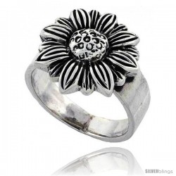 Sterling Silver Large Sunflower Ring 5/8 in wide -Style Tr581