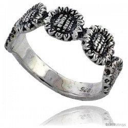 Sterling Silver Sunflower Link Ring 1/4 in wide