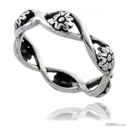 Sterling Silver Flower Link Ring 1/4 in wide