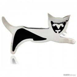 Sterling Silver Puma Cat Brooch Pin, 2 1/2" (63 mm) wide