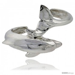 Sterling Silver High Polished Large Dolphin Bangle