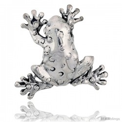 Sterling Silver Polka Dot Frog Brooch Pin, 1 1/2" (39 mm) tall