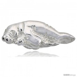 Sterling Silver Mother and Pup Seal Brooch Pin, 2 1/16" (52 mm) wide