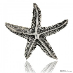 Sterling Silver Star Fish Brooch Pin, 1 3/4" (44 mm) tall