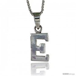 Sterling Silver Block Initial Letter E Aphabet Pendant Highly Polished, 1/2 in tall