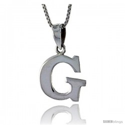 Sterling Silver Block Initial Letter G Aphabet Pendant Highly Polished, 1/2 in tall