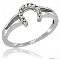 10K White Gold Ladies Diamond Horseshoe Ring, 0.06 cttw, 1/4 in wide