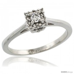 10k White Gold Square-shaped Diamond Engagement Ring w/ 0.119 Carat Brilliant Cut Diamonds, 3/16 in. (5mm) wide